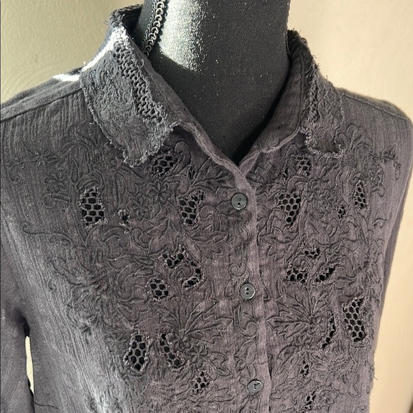 Free People Carter Dobby Embroidered Button Down Top Size S - Picture 6 of 11